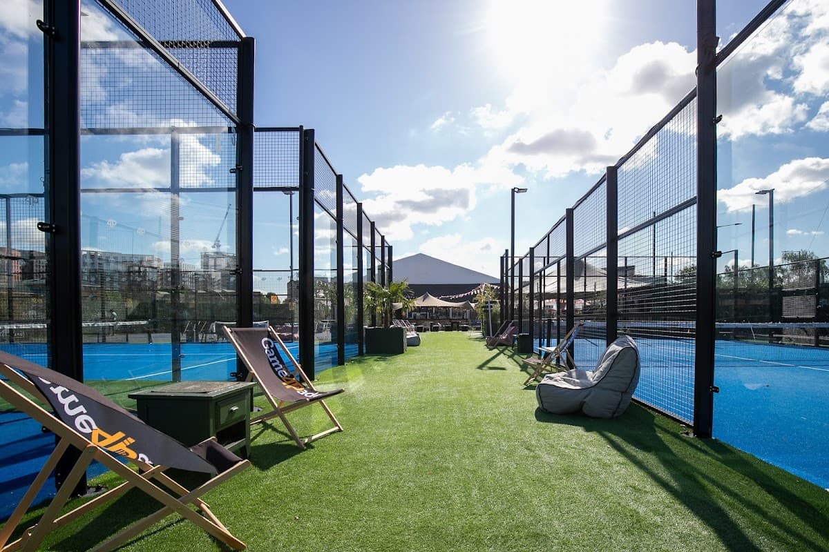 Padel courts at The Padel Yard in Wandsworth on a sunny afternoon